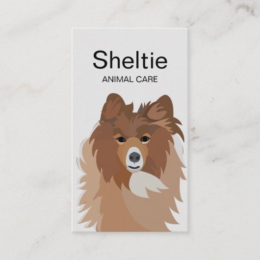 Sheltie Hund Tierpflege Visitenkarte (Vorderseite)
