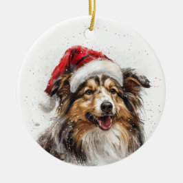 Sheltie-Hund Weihnachten Personalisiert Keramik Ornament