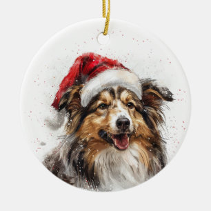 Sheltie-Hund Weihnachten Personalisiert Keramik Ornament