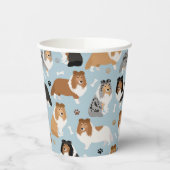 Sheltie Hunde Knochen und Paare Pappbecher (Links)