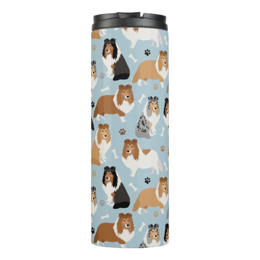 Sheltie Hunde Knochen und Paare Thermosbecher (Rückseite)