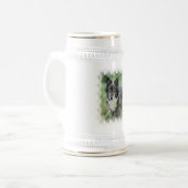 Sheltie Hundebild-Bier Stein Bierglas (Vorderseite Links)