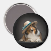 Sheltie in einem Hut Magnet (Vorderseite/Rückseite)