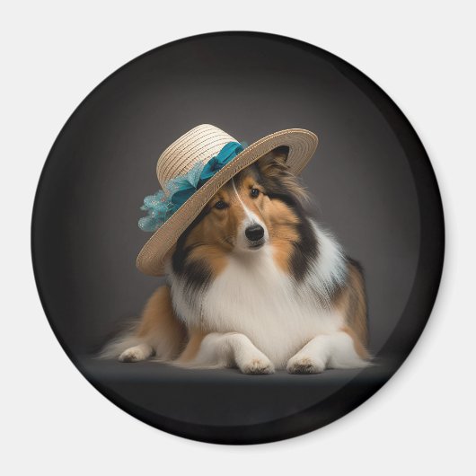 Sheltie in einem Hut Magnet (Vorne)