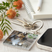 Sheltie in the woods schlüsselanhänger (Vorderseite rechts)