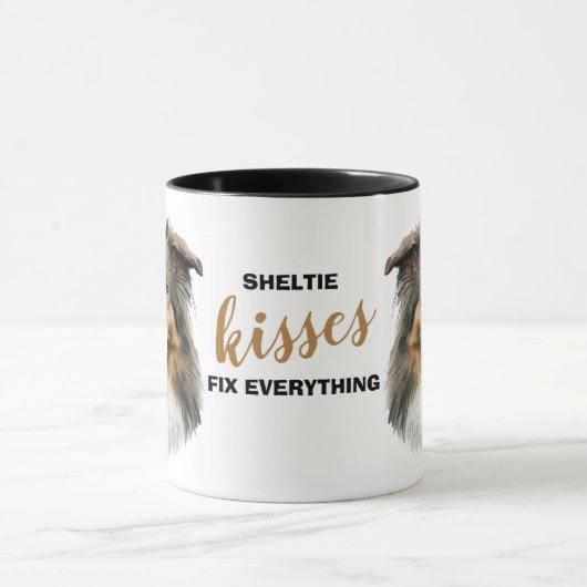 Sheltie Kisses Fix Alles Tasse (Zentrum)