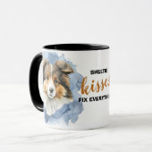 Sheltie Kisses Fix Alles Tasse (Vorderseite Links)