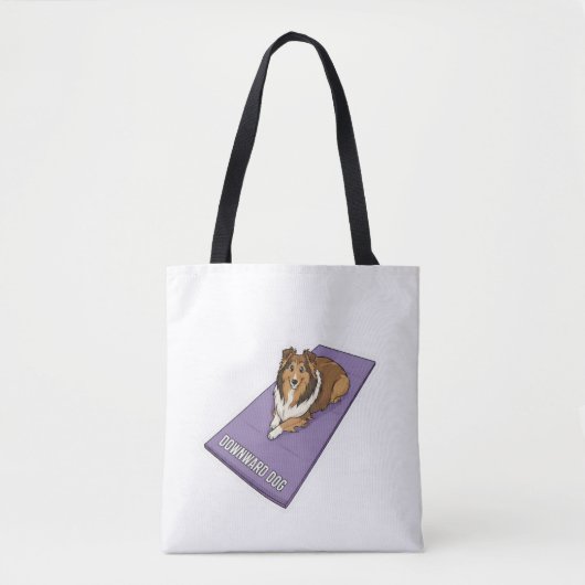 Sheltie macht Yoga Tasche (Vorderseite)