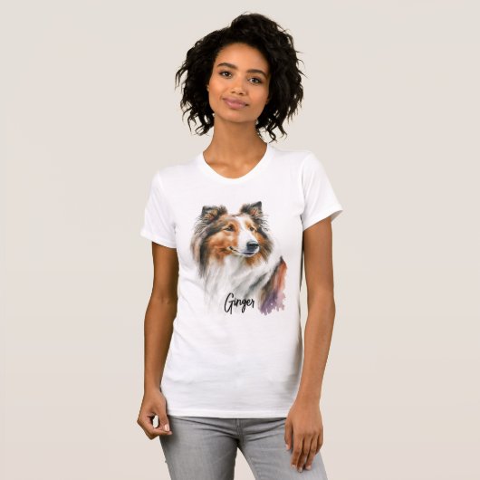 Sheltie-Malerei | PERSONALISIERT T-Shirt (Vorne ganz)