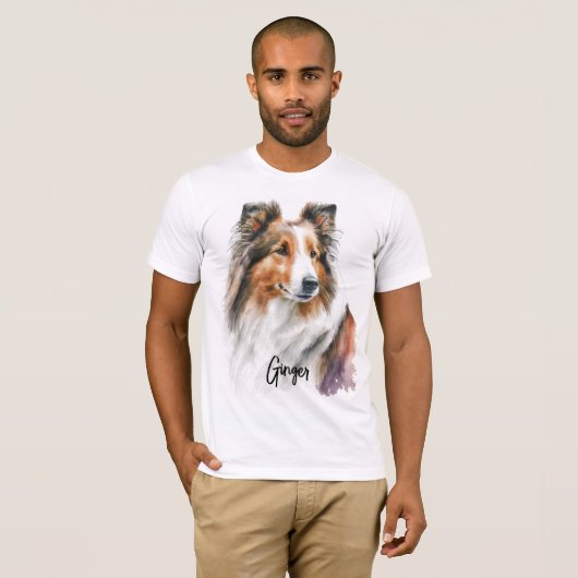Sheltie-Malerei | PERSONALISIERT T-Shirt (Vorne ganz)