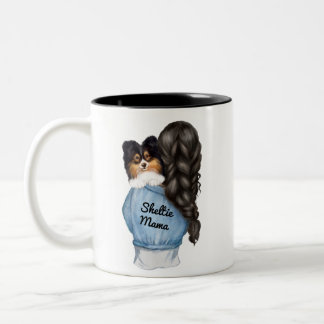 Sheltie Mama Black w Tri-Color Shetland Sheepdog Zweifarbige Tasse