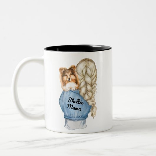 Sheltie Mama Blonde mit Sable Zweifarbige Tasse (Links)