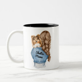 Sheltie Mama Brünett mit Sable Shetland Sheepdog Zweifarbige Tasse