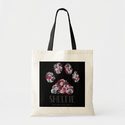 Sheltie Mama Floral Paw Shetland Sheepdog Mama Tragetasche (Vorne)