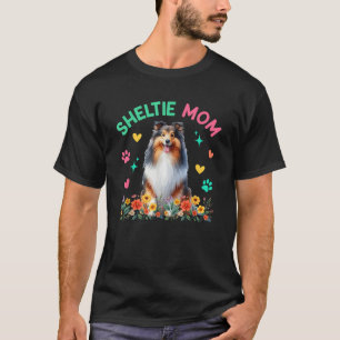 Sheltie Mama Muttertag Florales Süßes Hundebesitze T-Shirt