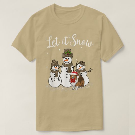 Sheltie Mama Schneemann Leopard Print 545 T-Shirt (Design vorne)