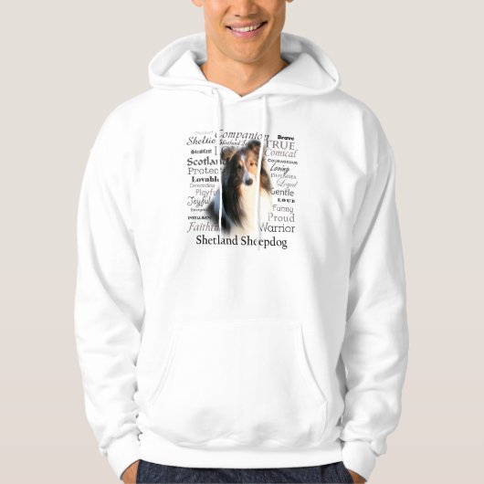 Sheltie Merkmal-mit Kapuze Sweatshirt (Vorderseite)