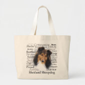 Sheltie Merkmal-Taschen-Tasche Jumbo Stoffbeutel (Vorne)