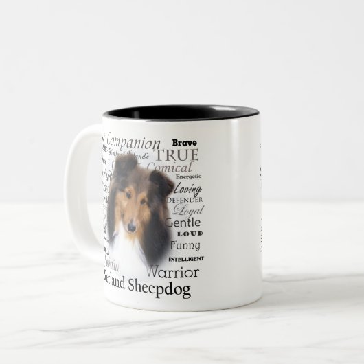 Sheltie Merkmal-Tasse Zweifarbige Tasse (Vorderseite Links)