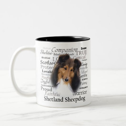 Sheltie Merkmal-Tasse Zweifarbige Tasse (Links)