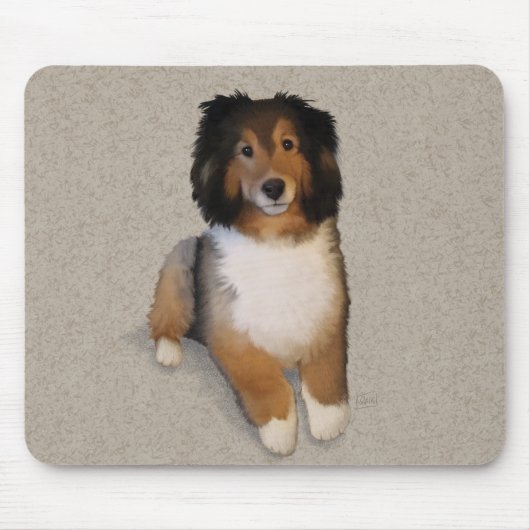 Sheltie-Mischlingshund-Porträt Mousepad (Vorne)