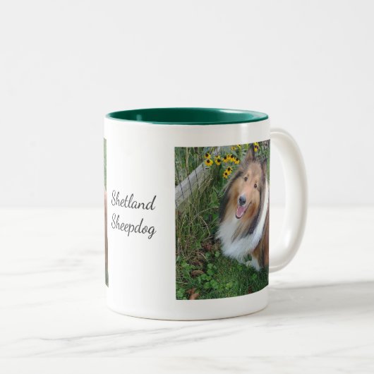 Sheltie mit Blume Tasse (VorderseiteRechts)