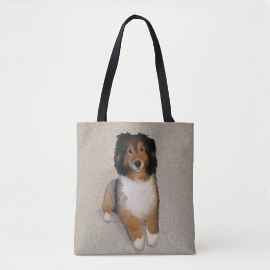Sheltie Mix Hund Portrait Tasche (Vorderseite)