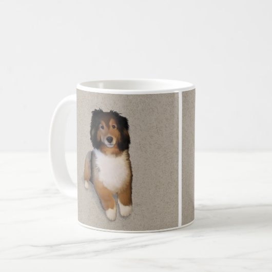 Sheltie Mix Hundportrait Kaffeetasse (Vorderseite Links)