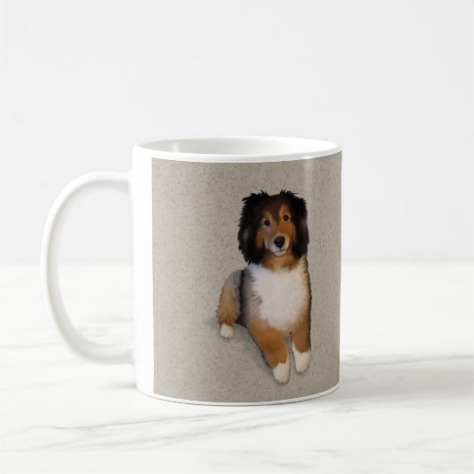 Sheltie Mix Hundportrait Kaffeetasse (Links)