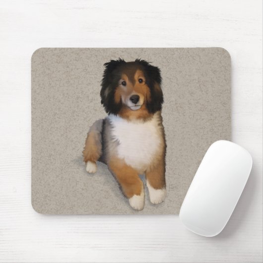 Sheltie Mix Hundportrait Mousepad (Mit Mouse)