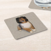 Sheltie Mix Hundportrait Rechteckiger Pappuntersetzer (angewinkelt)