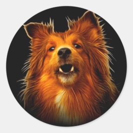 Sheltie Modern Dog Art Runder Aufkleber