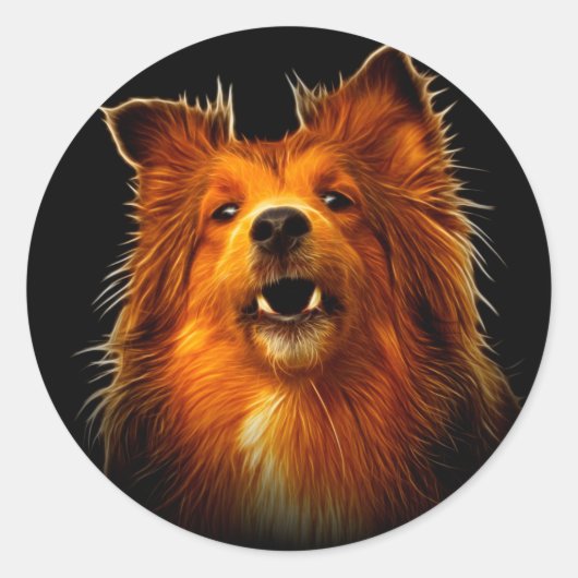 Sheltie Modern Dog Art Runder Aufkleber (Vorderseite)