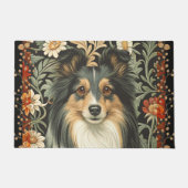 Sheltie oder Collie Hund im Stil von William Morri Fußmatte (Vorderseite)