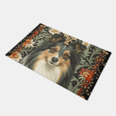 Sheltie or Collie Dog in William Morris Style Fußmatte (Schrägansicht)