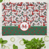 Sheltie Pattern Monogram Christmas Dog Geschirrtuch (Gefaltet)