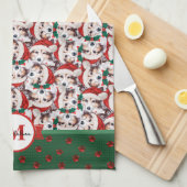 Sheltie Pattern Monogram Christmas Dog Geschirrtuch (Viertel Falte)