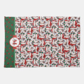 Sheltie Pattern Monogram Christmas Dog Geschirrtuch (Horizontal)