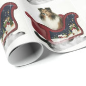 Sheltie Pferdeschlitten-Packpapier Geschenkpapier (Rolleneckpunkt)