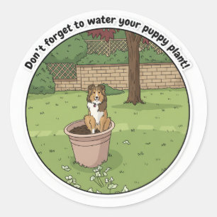 Sheltie Pflanze Runder Aufkleber