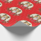 Sheltie Polka Dot Christmas Geschenkpapier (Ecke)