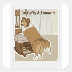 Sheltie-Pose Quadratischer Aufkleber