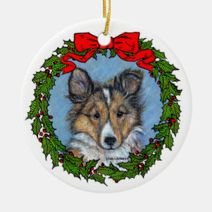 Sheltie Pup Art von Glenda S. Harlan Keramik Ornament