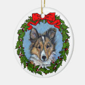 Sheltie Pup Art von Glenda S. Harlan Keramik Ornament (Links)