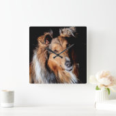Sheltie Quadratische Wanduhr (Zuhause)