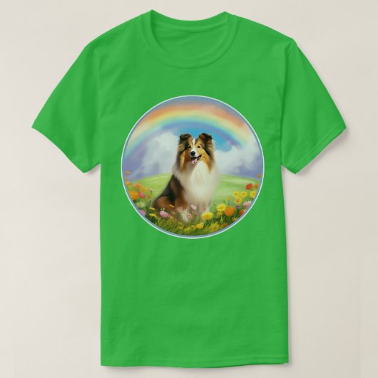 Sheltie Rainbow Bridge Niedlich Shetland Sheepdog  T-Shirt (Design vorne)