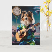 Sheltie Rock Star Card Karte (Gelbe Blume)