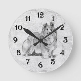 Sheltie Runde Wanduhr