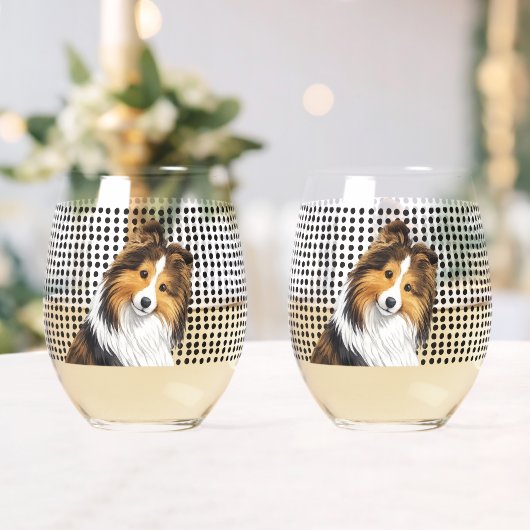 Sheltie -Sable   Weinglas Ohne Stiel (Insitu (Hochzeit))