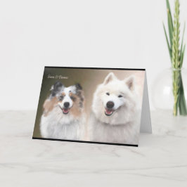 Sheltie & Samoyed Grußkarte; Unterstützung für NSR Karte